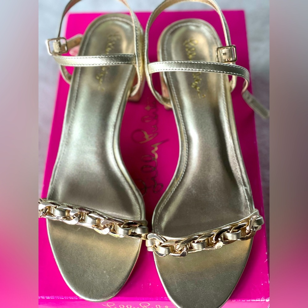 Lilly Pulitzer  Gold Metallic Marcia Sandal Size 9M